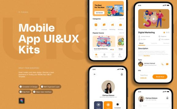 学习应用程序 – 移动应用APP UI KIT (FIG)