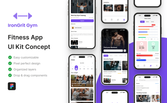 健身应用APP UI KIT (FIG)