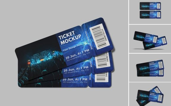 活动门票设计样机 (PSD,PDF)