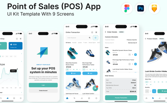 销售点POS应用APP UI KIT (FIG,PSD,SKETCH)