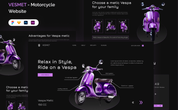 摩托车网站 (FIG,PSD,SKETCH,XD)