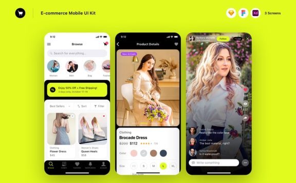 电子商务移动 APP UI KIT (SKETCH,FIG,XD)