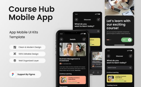 在线课堂课程中心移动应用APP UI KIT (FIG)
