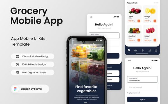 杂货移动应用APP UI KIT (FIG)