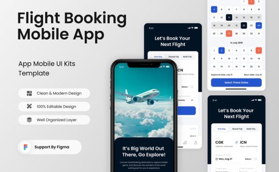 航班预订移动应用APP UI KIT (FIG)