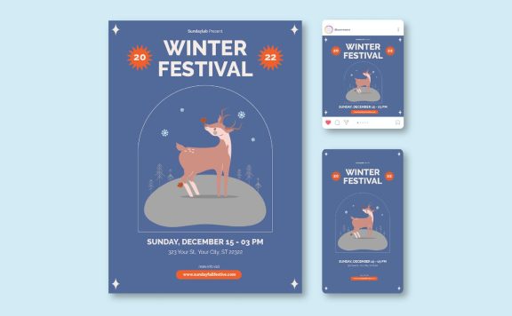 冬季节日海报传单集 (AI,EPS)