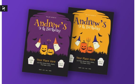 万圣节主题传单海报邀请函模版 (AI,EPS,PSD)