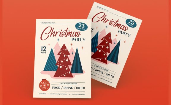 简单风格的圣诞海报模版 (AI,EPS)