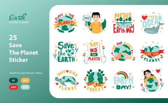 爱护地球矢量插画 (AI,EPS,PNG,SVG)