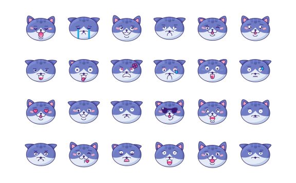 卡通猫表情设计源文件下载 (AI,EPS,JPG,PNG,SVG)