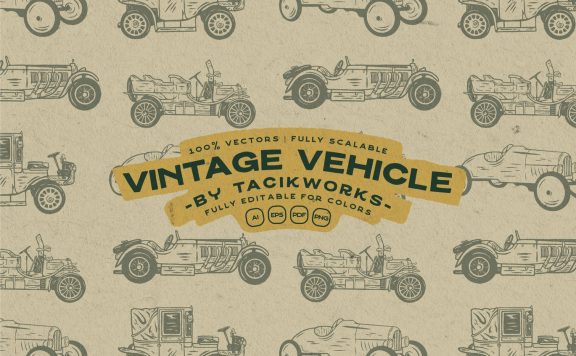 经典复古老爷车矢量插图 (AI,EPS,JPG,PDF,PNG)