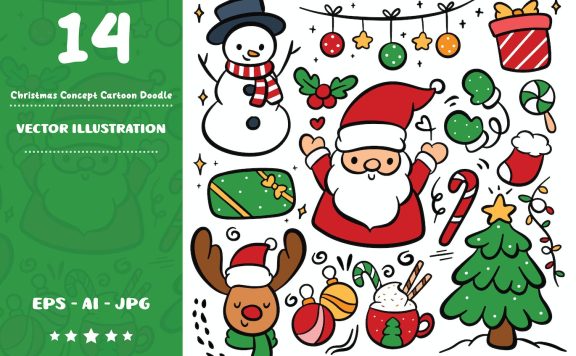 手绘圣诞节矢量插画 (AI,EPS,JPG)