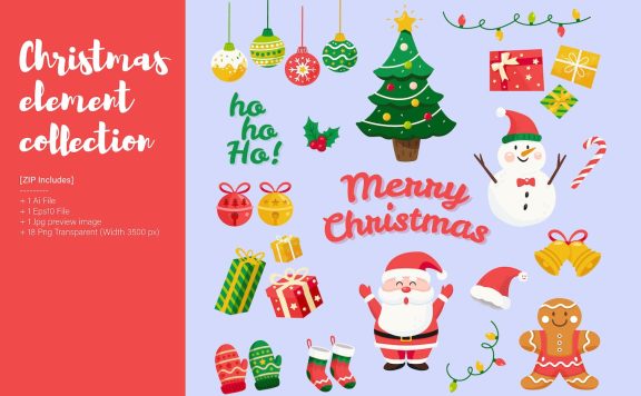 圣诞节元素矢量插画 (AI,EPS,JPG,PNG)