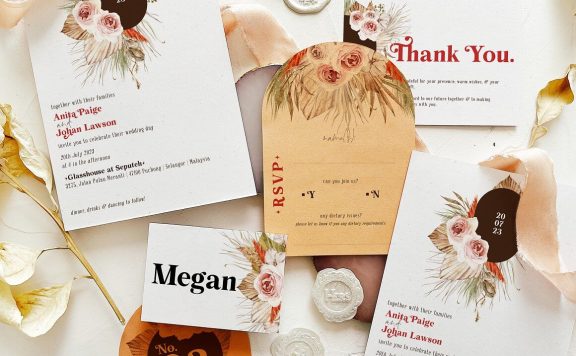 波西米亚风格婚礼请柬设计套装 (psd)