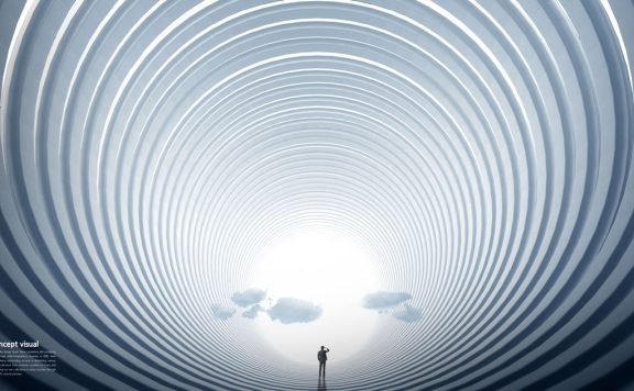 白色梦幻空间概念视觉海报设计模板 (psd)