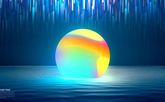 全息渐变圆形概念视觉海报设计模板 (psd)