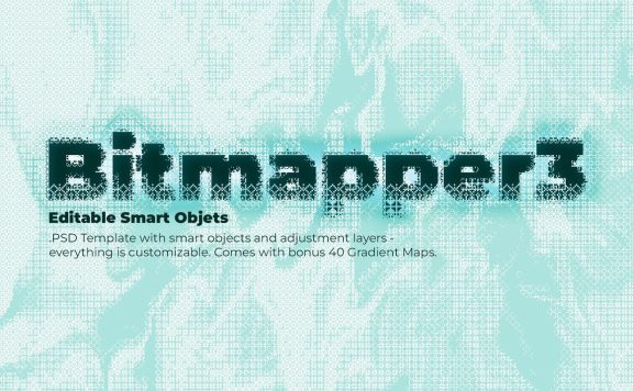 复古像素位图效果模板 (psd,grd)