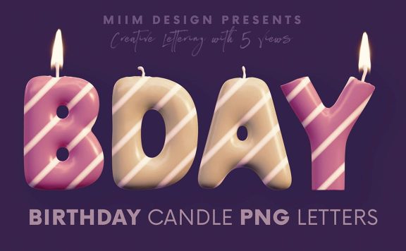 生日蜡烛-3D刻字 (PNG)