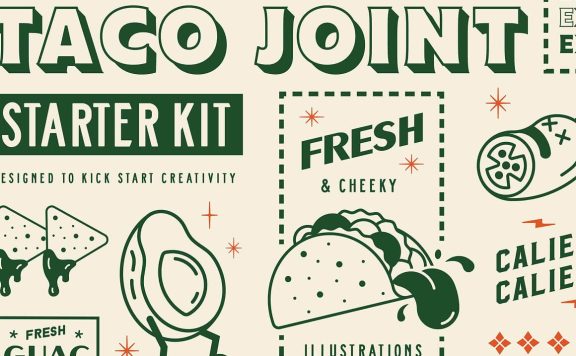 墨西哥卷饼矢量餐厅插画套件 (ai)