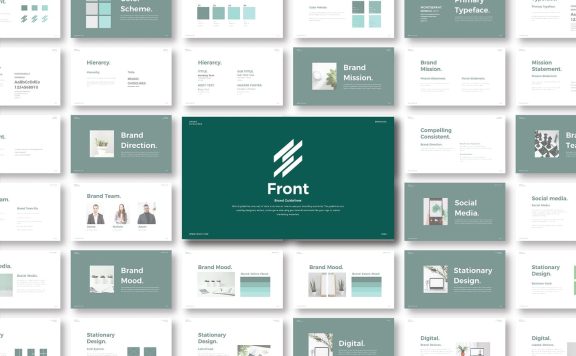 时尚高端专业的高品质品牌指南VI设计powerpoint幻灯片演示模板（pptx）