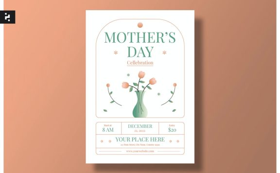 高品质的时尚高端清新简约多用途的母亲节宣传单海报设计模板-AI, EPS, PSD
