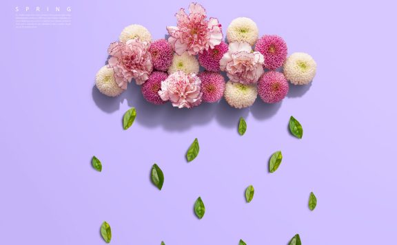 圆球花绿叶春季概念海报设计素材 (psd)