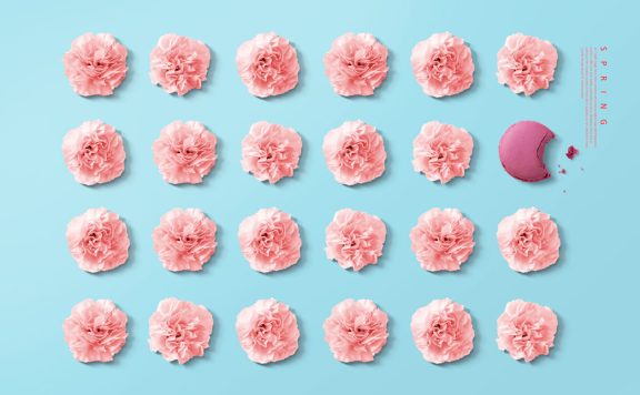 粉色花朵春季概念海报设计素材 (psd)