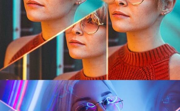 碎玻璃万花筒照片效果psd模板