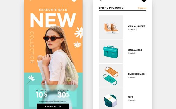 电商App春季产品促销页面设计模板 (psd)