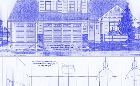 建筑蓝图照片效果psd模板