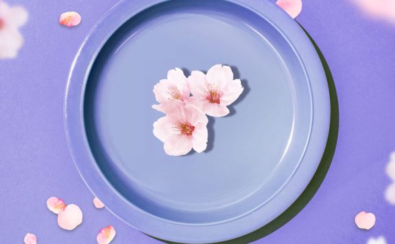 紫盆樱花春天元素海报设计模板 (psd)