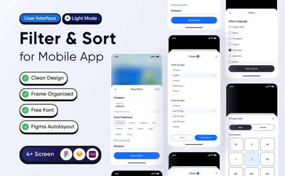 移动应用程序的过滤和排序 (FIG,XD,SKETCH)