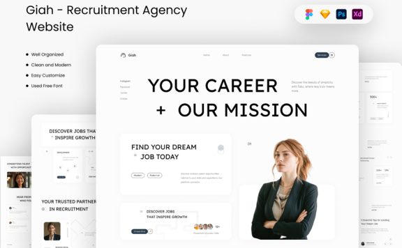 招聘机构网站模板 (FIG,PSD,SKETCH,XD)