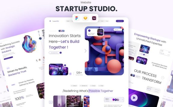 启动工作室着陆页面网页模板 (FIG,SKETCH,XD)