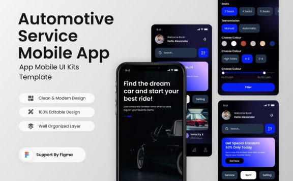 汽车服务移动应用APP UI KIT (FIG)