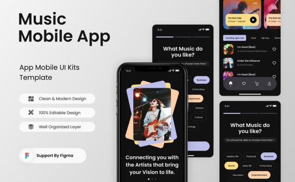 音乐移动应用APP UI KIT (FIG)