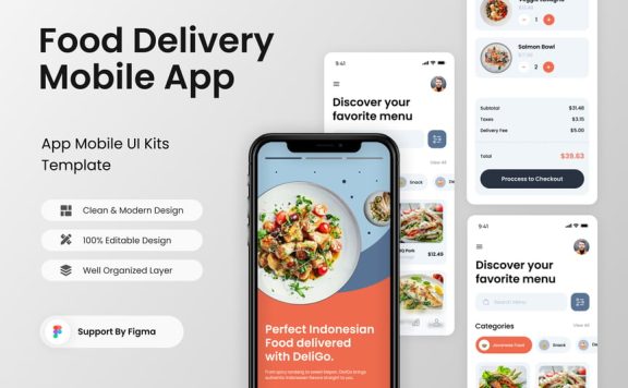 食品配送移动应用APP UI KIT (FIG)