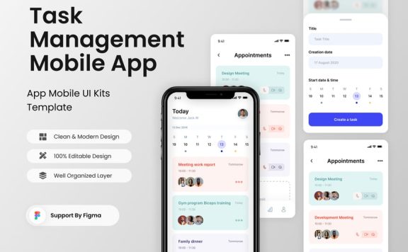任务管理移动应用APP UI KIT (FIG)