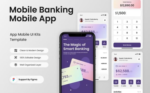 移动银行移动应用APP UI KIT (FIG)