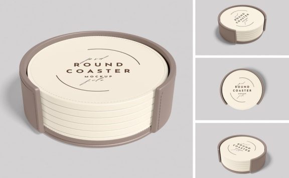 圆形杯垫设计样机 (PSD,PDF)