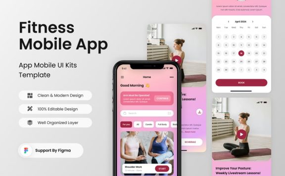健身移动应用APP UI KIT (FIG)