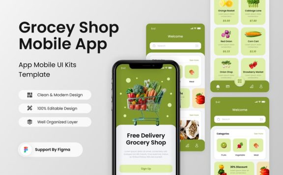 生鲜杂货店移动应用APP UI KIT (FIG)