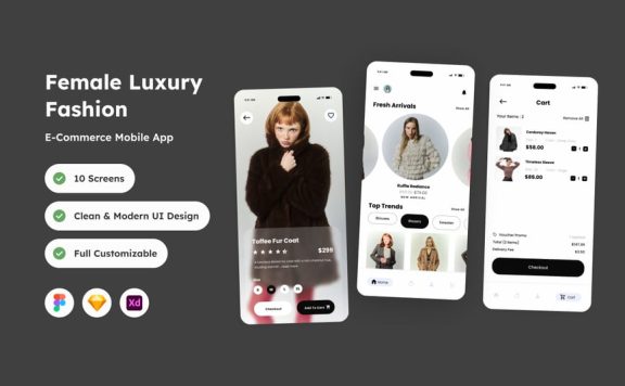 奢侈品时尚电子商务移动应用APP UI KIT (FIG,SKETCH,XD)