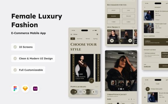 时尚电子商务移动应用APP UI KIT (FIG,SKETCH,XD)