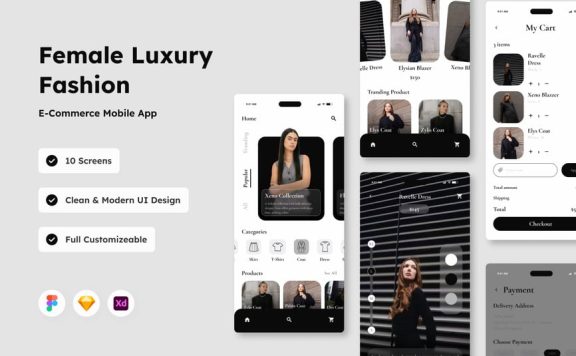 时尚电子商务移动应用APP UI KIT (FIG,SKETCH,XD)