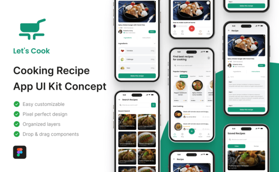 烹饪食谱应用APP UI KIT (FIG)
