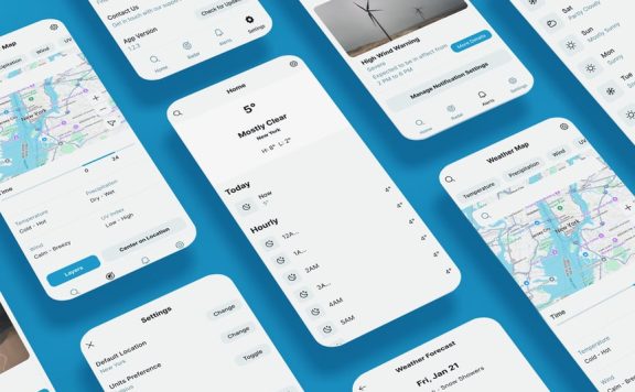 天气预报、警报、地图和气候统计应用APP UI KIT (FIG,PSD,SKETCH,SVG,XD)
