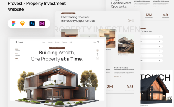 房地产投资网站网页模板 (FIG,PSD,SKETCH,XD)