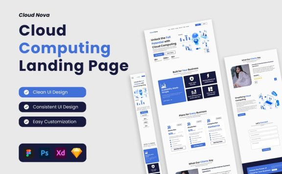 云计算登陆页面网页模板 (FIG,PSD,SKETCH,XD)