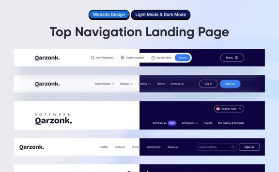 着陆页面的顶部导航网页模板组件 (FIG)